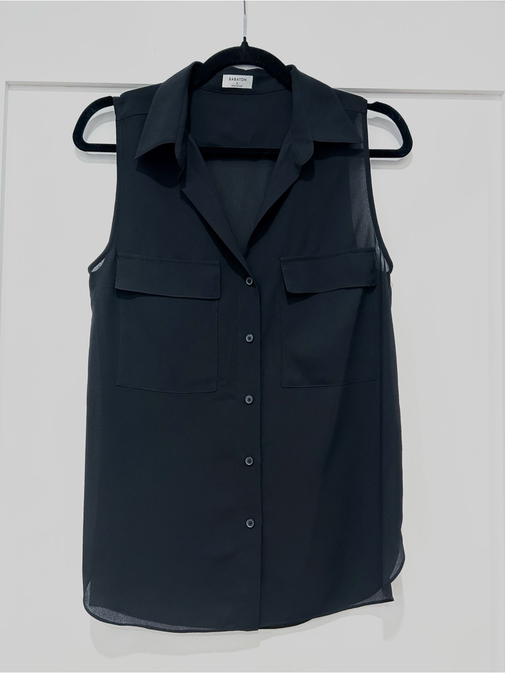 Aritzia-Babaton Sheer Button Down Blouse
